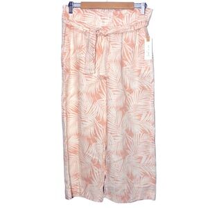 LAND ‘N SEA Pants Womens size Small Palm Leaves Wide Leg Belted Cropped Paperbag